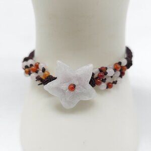 Handmade Star Shaped White Jade Beaded Bracelet With Adjustable Cord